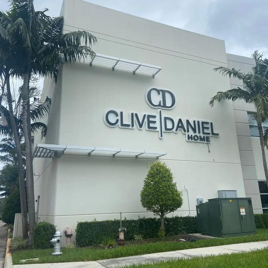 Flat cut metal letters on a showroom building