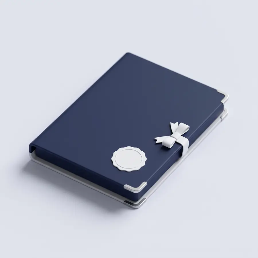 3D illustration: bound permit package with a seal