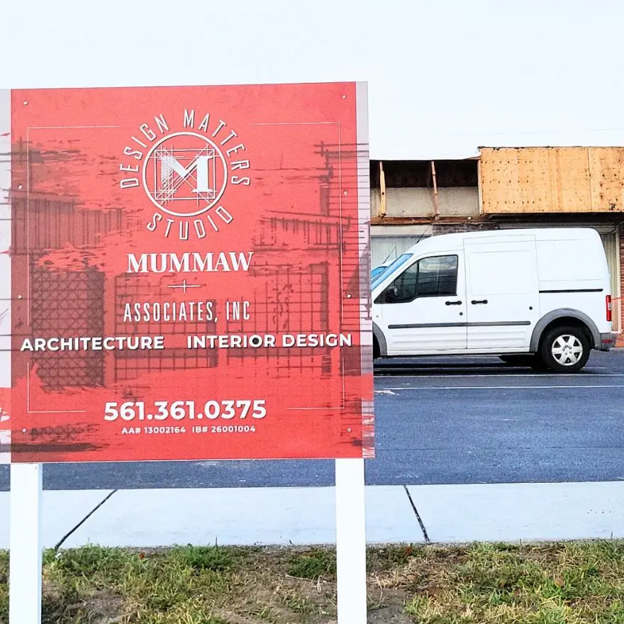 Post and panel sign for a professional office